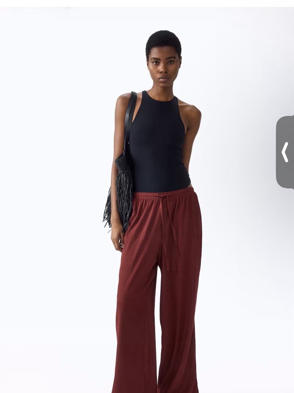 Wide-Leg Drawstring Pants in Warm terracotta red/brown